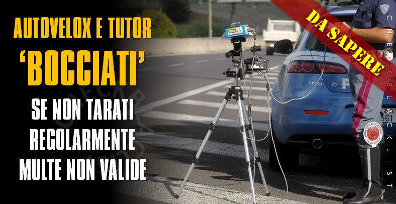 Verifiche periodiche di funzionalità e di taratura di autovelox